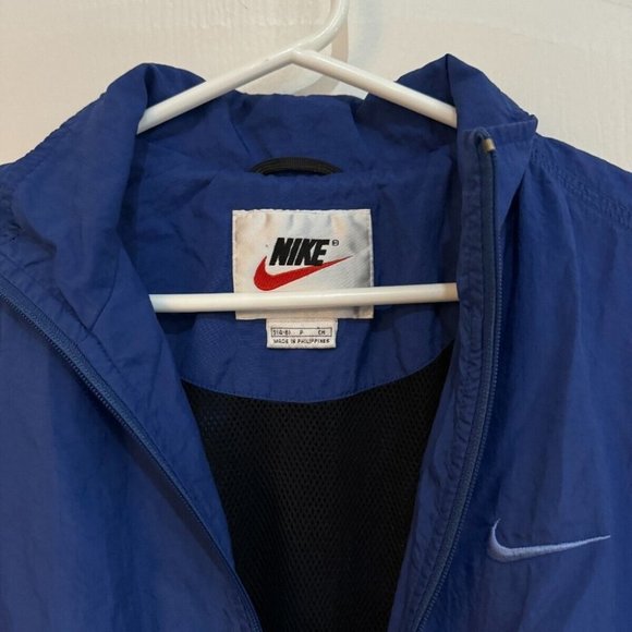 VINTAGE Nike Windbreaker Size Small Blue Jacket Full Zip Swoosh 90s Retro - Picture 4 of 4